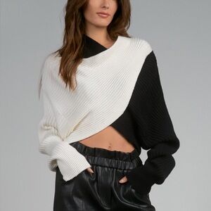 FINAL SALE Elan - Glam Black and White Ribbed Sweater